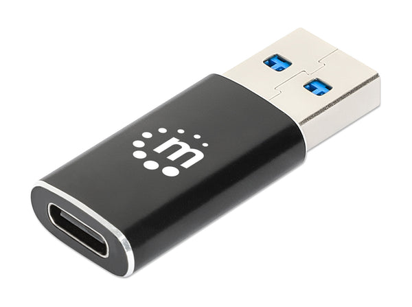 Manhattan USB-C Female to USB-A Male Adapter, USB 3.2 Gen 2 (formerly USB 3.1 Gen 2), 10 Gbps, SuperSpeed+ USB, Black, Lifetime Warranty