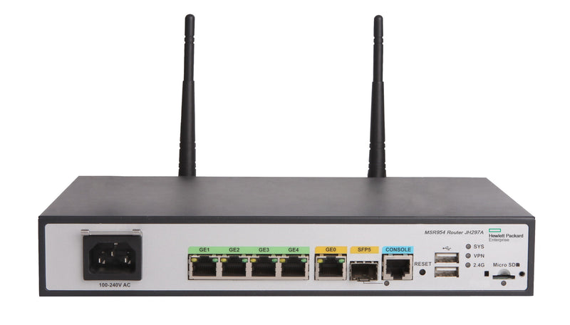 HPE Networking MSR954-W 1GbE SFP (WW) 2GbE-WAN 4GbE-LAN Wireless 802.11n CWv7 Router