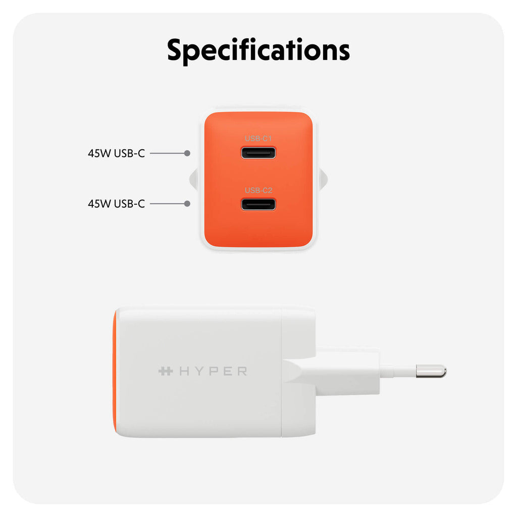 Targus HyperJuice Flex 45W GaN Laptop, Smartphone, Headset, Portable gaming console White, Orange AC Indoor - image 4