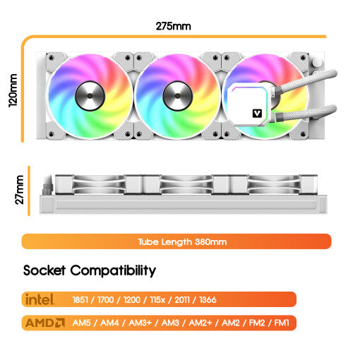 VIDA Trifrost 360 Processor All-in-one liquid cooler 12 cm White 1 pc(s)