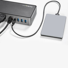 StarTech.com USB-C & USB-A Dock - Hybrid Universal Triple Monitor Laptop Docking Station DisplayPort & HDMI 4K 60Hz - 85W Power Delivery, 6x USB Hub, GbE, Audio - USB 3.1 Gen 2 10Gbps - TAA
