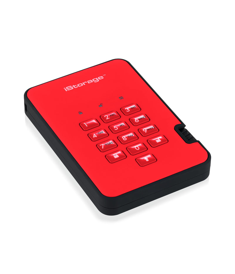 iStorage diskAshur² HDD 500GB Red | Secure Portable Hard Drive |AES-XTS 256-bit Hardware Encryption | PIN protected | OS & Platform Independent | TAA Compliant|Brute force hack defence | Dust/Water Resistant
