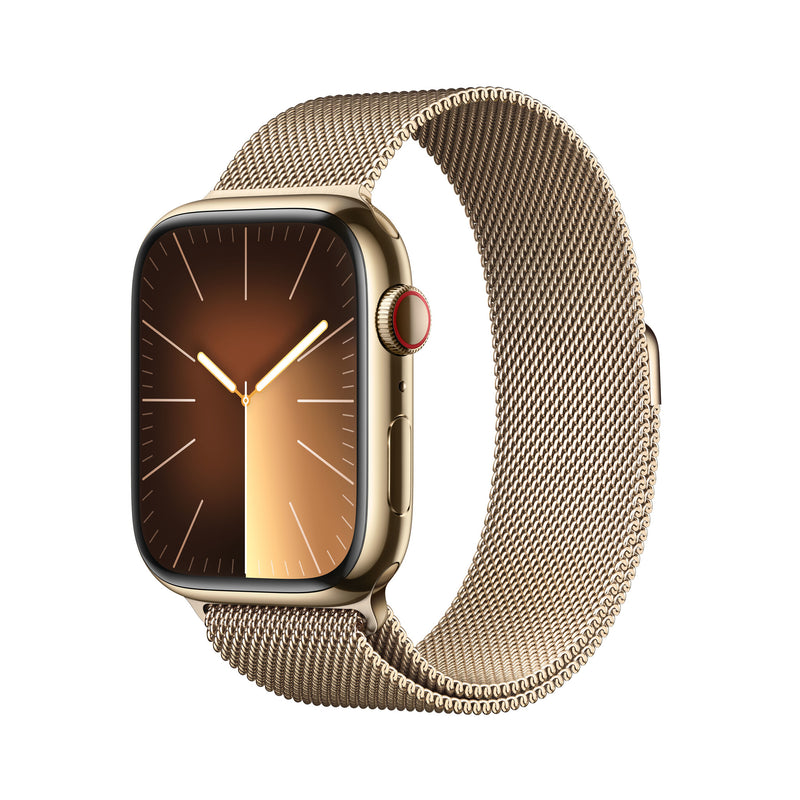 Apple Watch Series 9 GPS + Cellular 45mm Gold Stainless Steel Case w/ Gold Milanese Loop