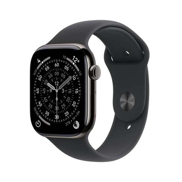 Apple Watch Series 11 GPS + Cellular 42mm Slate Titanium Case with Black Sport Band - M/L