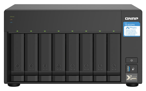 QNAP TS-832PX NAS Tower Annapurna Labs AL324 4 GB DDR4 32 TB HDD QNAP Turbo System Aluminium, Black