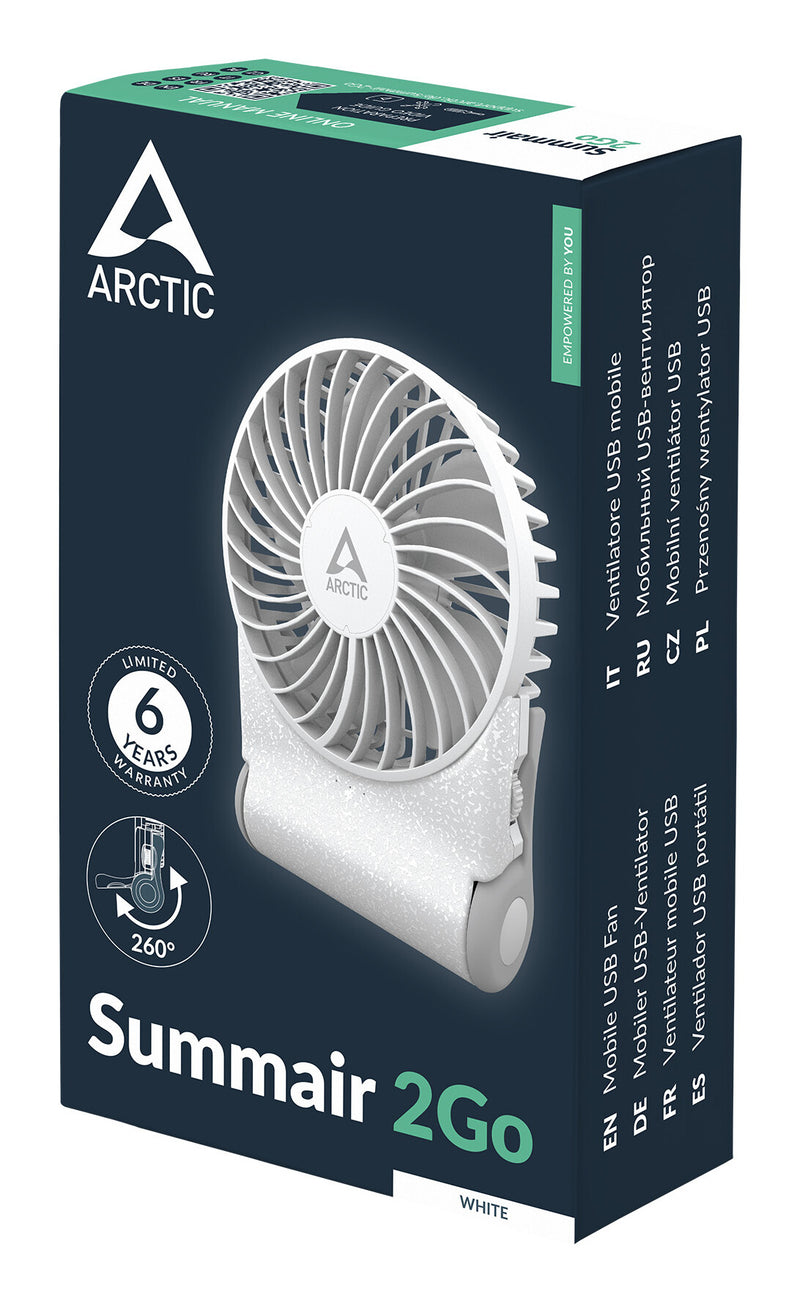 ARCTIC Summair 2Go - Powerful Handheld Fan with Extra-Long Battery Life