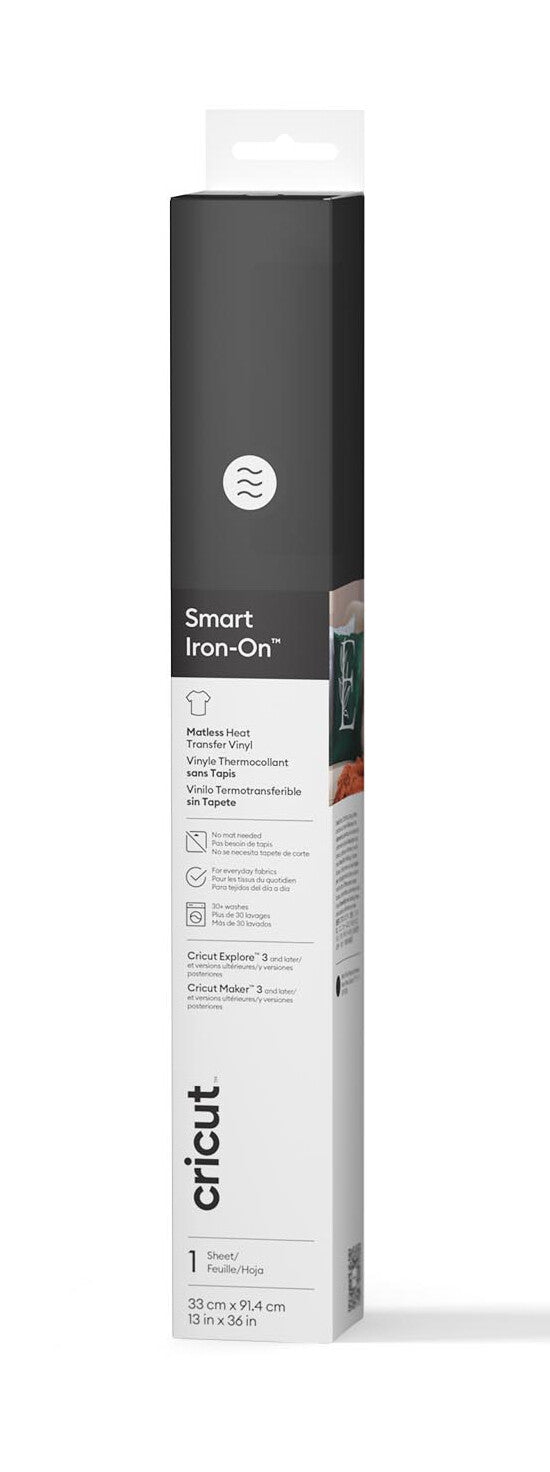 Cricut Smart Iron-On Matless Heat Transfer Vinyl, Black- 3 pack