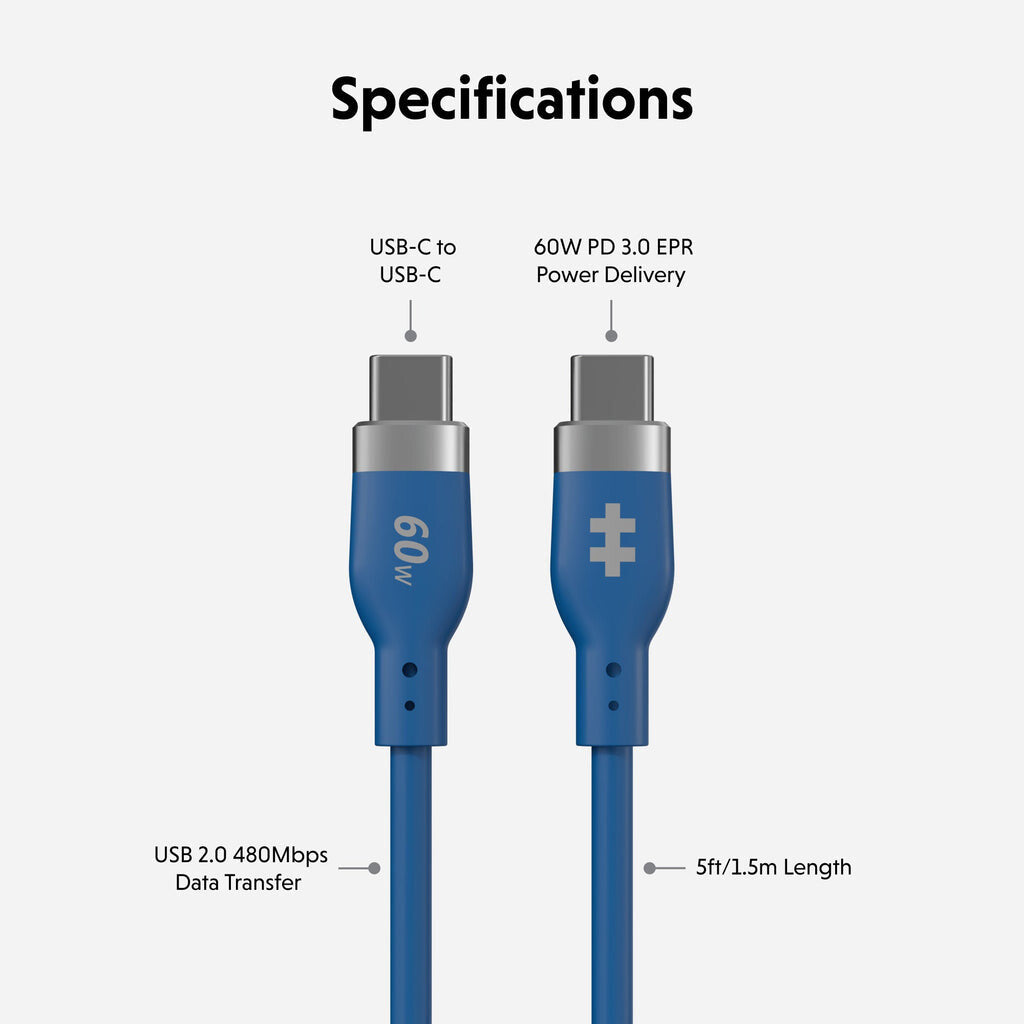 Targus HyperJuice Flex USB cable USB 2.0 1.5 m USB C 0.48 Gbit/s 60 W Blue - image 2