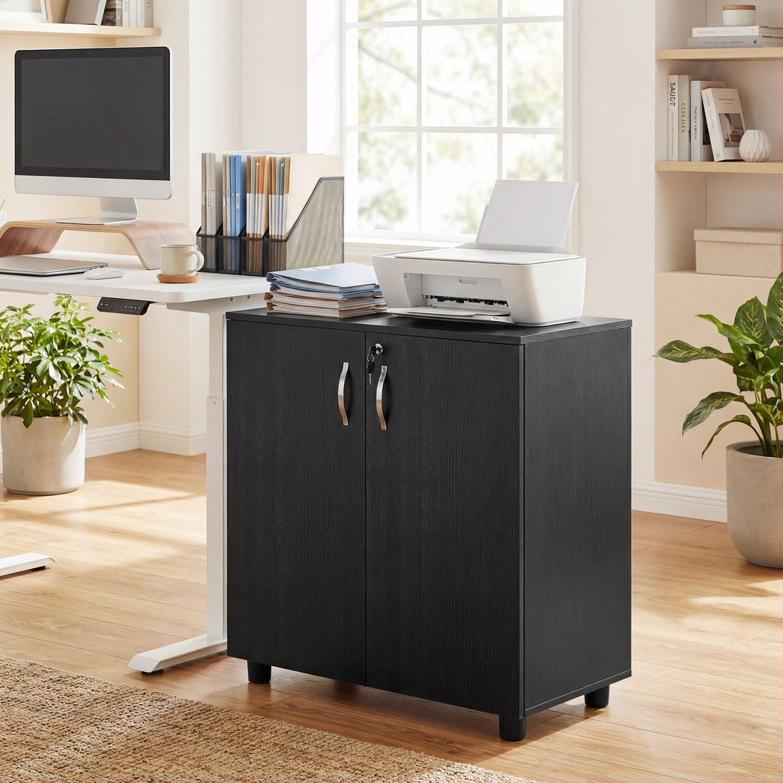 Vinsetto Two-Tier Locking Office Storage Cabinet - Black