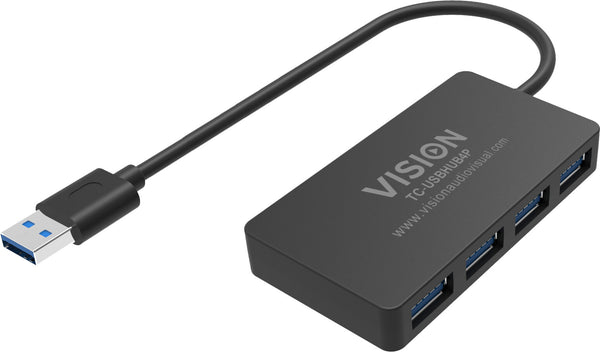 Vision TC-USBHUB4P interface hub USB 3.2 Gen 1 (3.1 Gen 1) Type-A 5 Mbit/s Black
