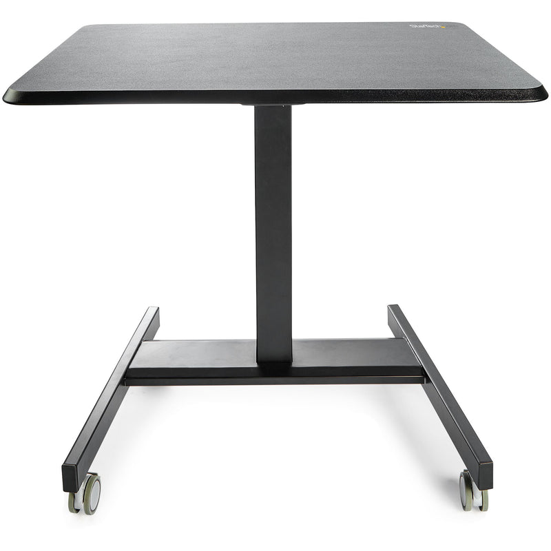 StarTech.com Mobile Standing Desk - Portable Sit Stand Ergonomic Height Adjustable Cart on Wheels - Rolling Computer/Laptop Workstation Table with Locking One-Touch Lift for Teacher/Student
