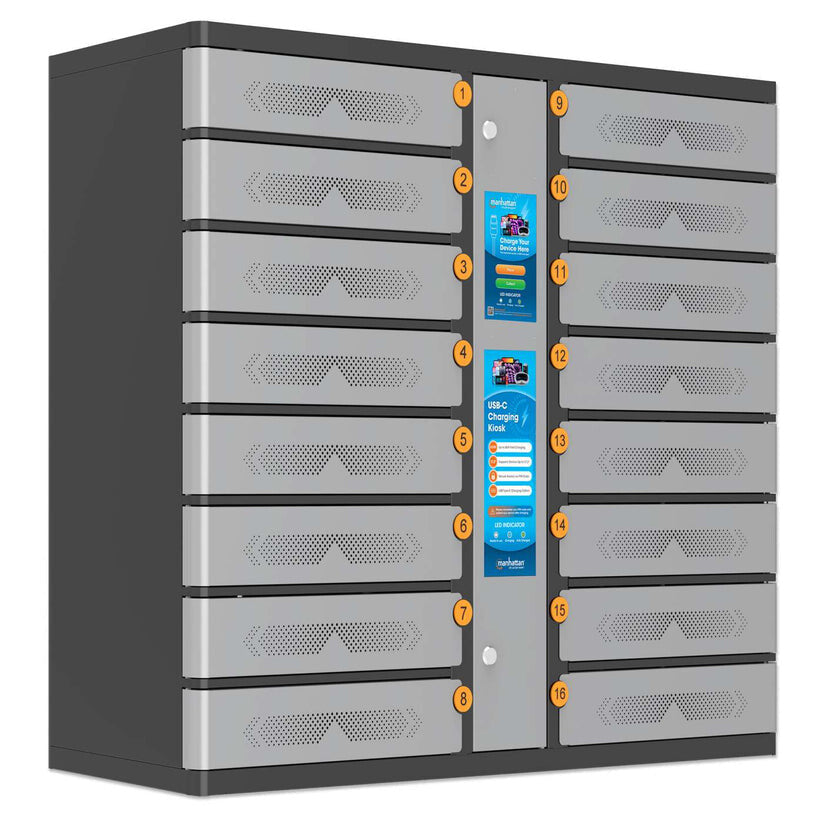Manhattan Kiosk Laptop Charging Cabinet USB-C 65W 16-bay (individual compartment - PIN locked), Suitable for - image 3