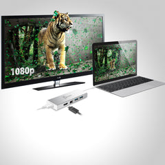 j5create JUD380 USB™ 3.0 Mini Dock, includes 1x HDMI port and 3x USB ports, Silver