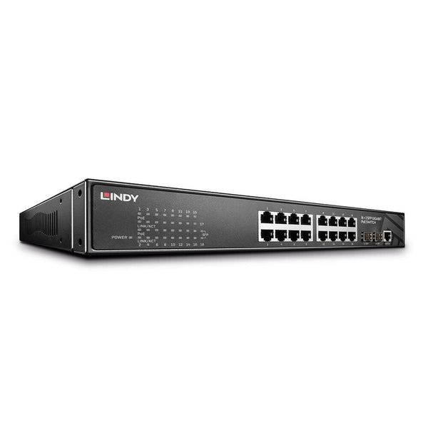 Lindy 16 Port + 2 SFP Gigabit Managed Switch PoE