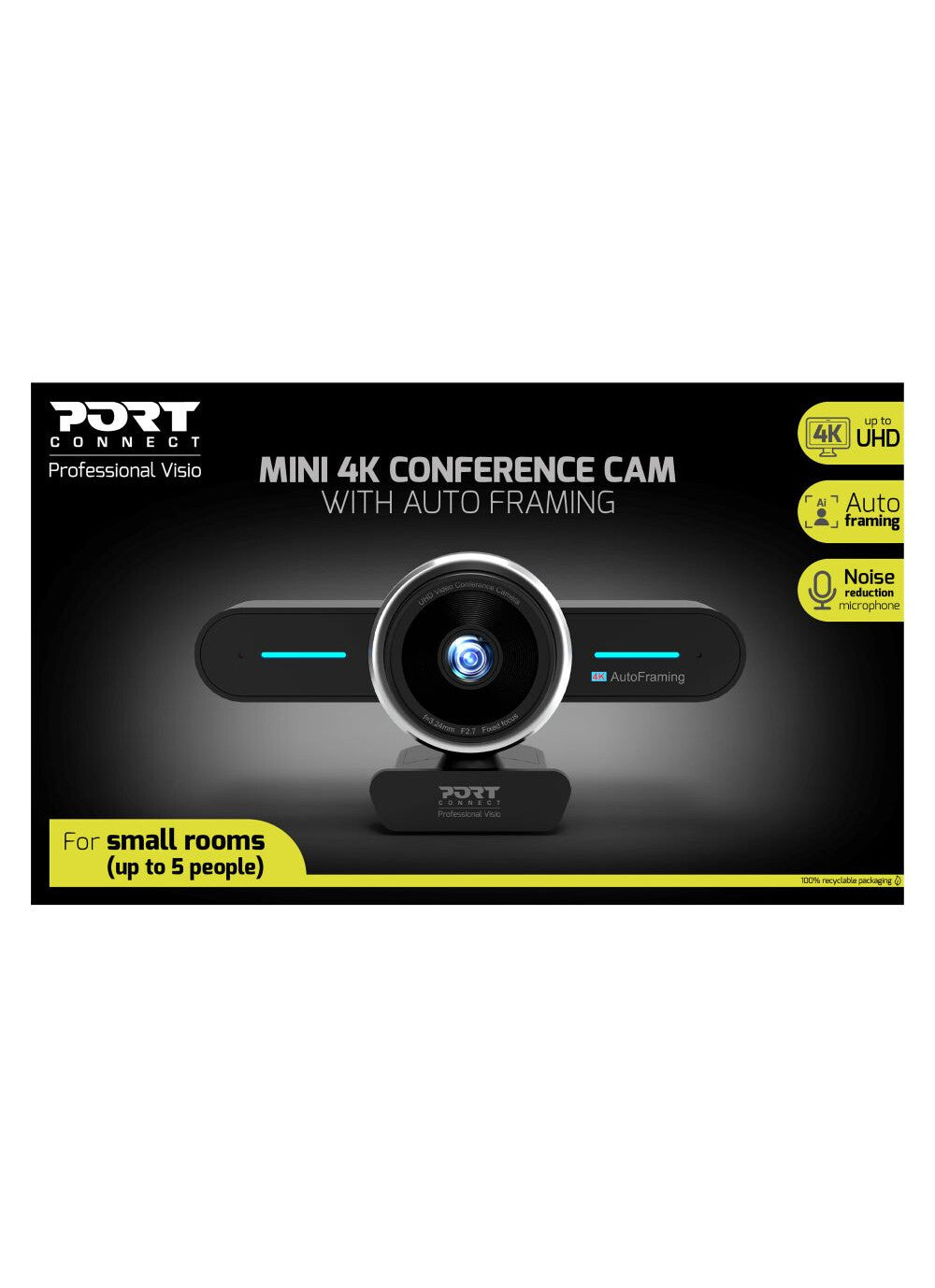 Port Designs 902003 video conferencing camera 8.29 MP Black 3840 x 2160 pixels 30 fps CMOS - image 7