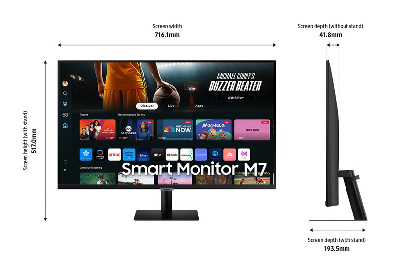 Samsung 32" M70D UHD Smart Monitor with Speakers and a Remote