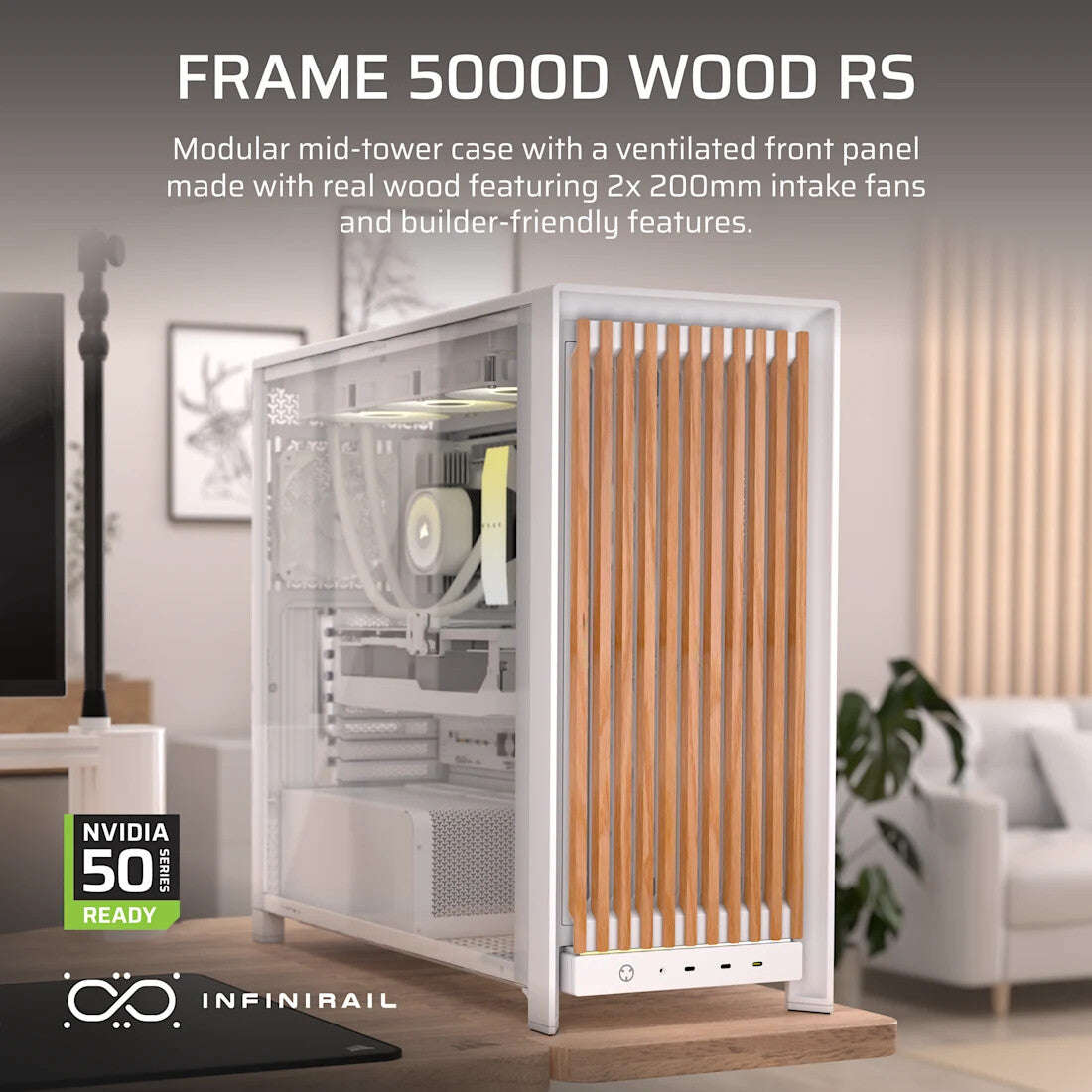 Corsair FRAME 5000D WOOD RS Midi Tower Walnut, White - image 4