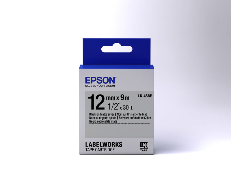 Epson Label Cartridge Matte LK-4SBE Black/Matt Silver 12mm (9m)