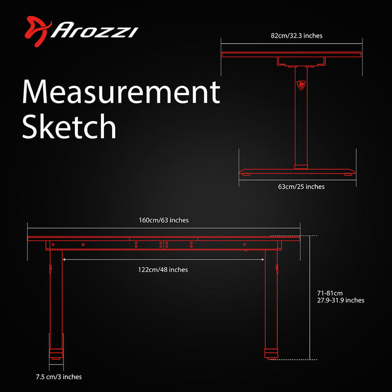 Arozzi Arena Gaming Desk - Pure Black