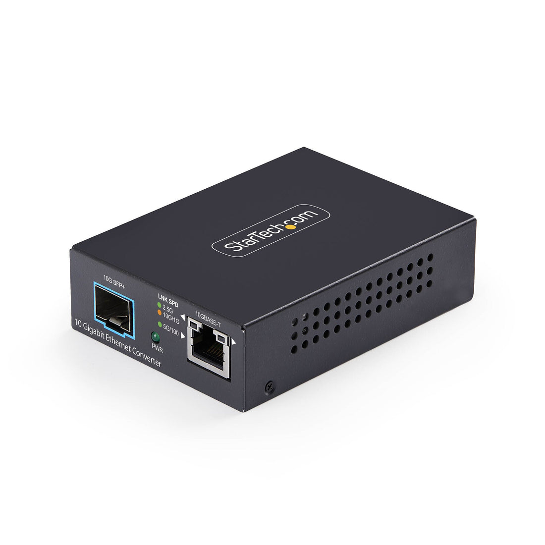 StarTech.com 10GbE Multi-Gigabit Open SFP+ Fiber Media Converter, Standalone 10 Gigabit Ethernet RJ-45 to