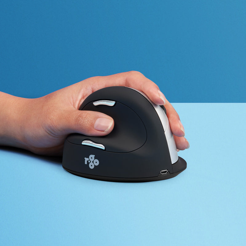 R-Go Tools Ergonomic mouse R-Go HE Break with break software, large (hand size &ge; 185 mm), left-handed, Bluetooth, black