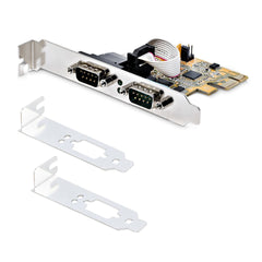 StarTech.com 2-Port PCI Express Serial Interface Card, Dual Port PCIe to RS232 (DB9) Serial Card, 16C1050 UART, Low/Full Profile Brackets, COM Retention, For Windows/Linux