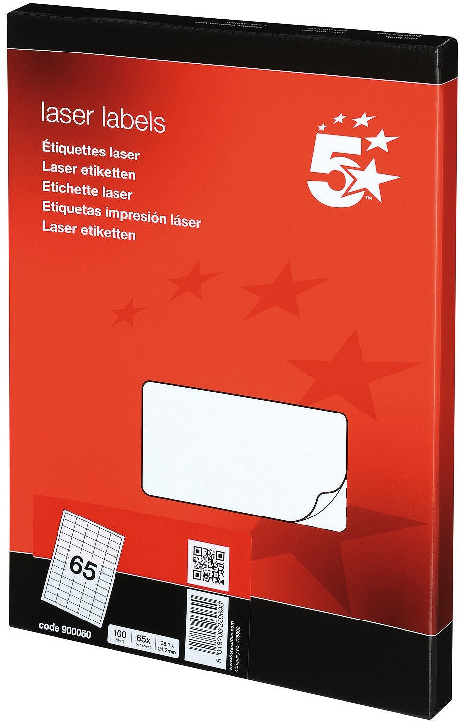 5Star 900060 self-adhesive label Rectangle Removable White 6500