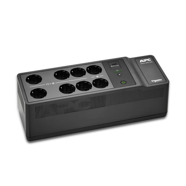 APC Back-UPS, 500VA/300W Floor/Wall Mount, 230V, 8x UNEL outlets, USB Type A Port, User Replaceable Battery