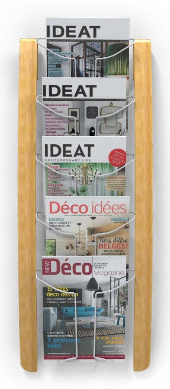 Alba 5-compartment wood and white wall display unit - image 3