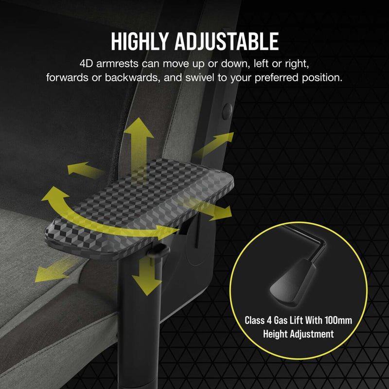 Corsair T3 RUSH Fabric Gaming Chair - Grey/Charcoal (2023)