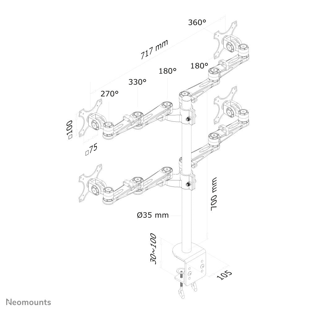 Neomounts FPMA-D935D4 Monitor arm 10-27" - image 3