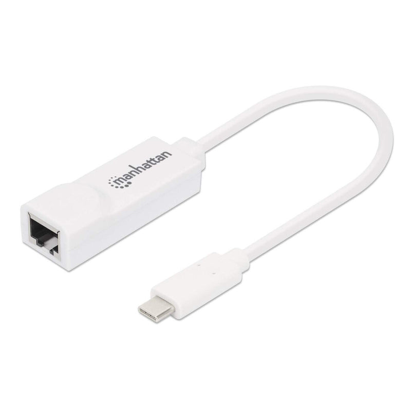 Manhattan USB-C to Gigabit (10/100/1000 Mbps) Network Adapter, White, supports up to 2 Gbps full-duplex transfer speed, RJ45, Three Year Warranty, Equivalent to US1GC30W