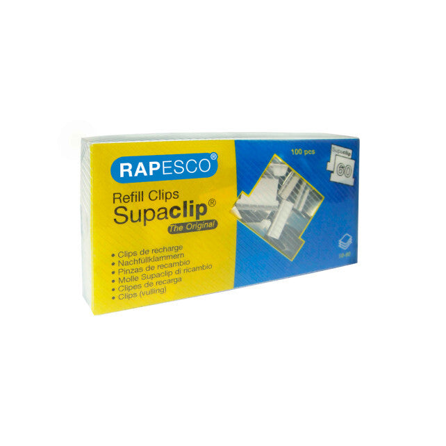 Rapesco Supaclip 60 document clip Stainless steel 100