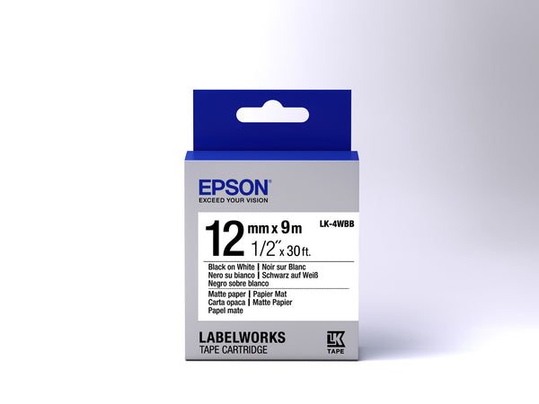 Epson Label Cartridge Matte Paper LK-4WBB Black/White 12mm (9m)