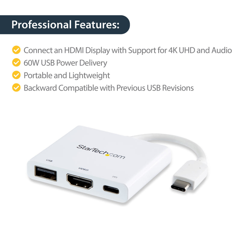 StarTech.com USB-C Multiport Adapter with HDMI - USB 3.0 Port - 60W PD - White