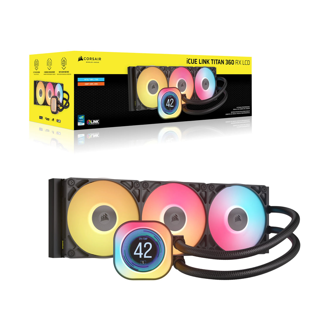 Corsair iCUE LINK TITAN 360 RX LCD Processor All-in-one liquid cooler 12 cm Black - image 2