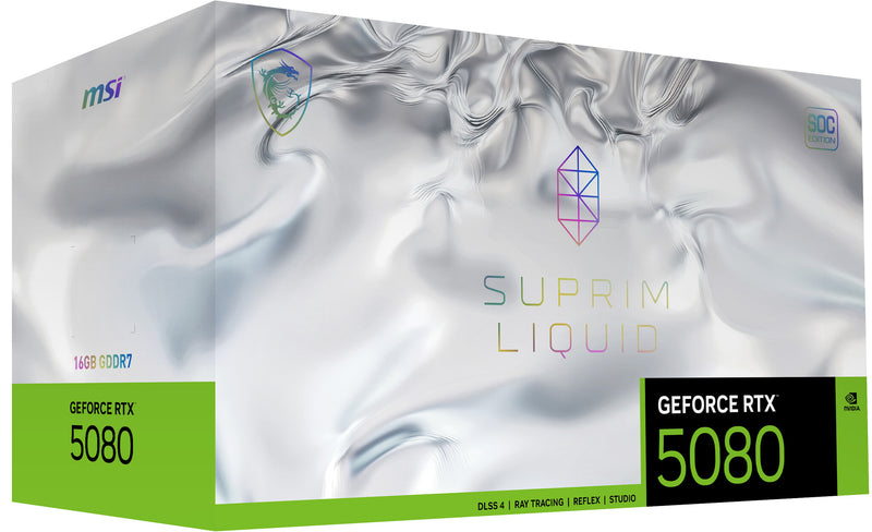 MSI SUPRIM GEFORCE RTX 5080 16G LIQUID SOC graphics card NVIDIA 16 GB GDDR7
