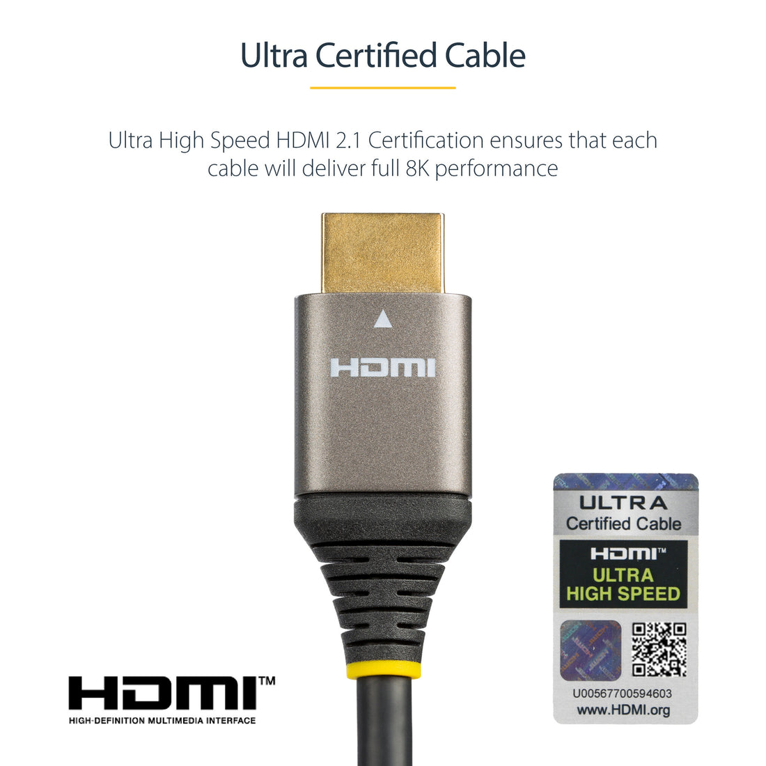 StarTech.com 20in (50cm) HDMI 2.1 Cable 8K - Certified Ultra High Speed HDMI Cable 48Gbps - 8K 60Hz/4K 120Hz - image 10