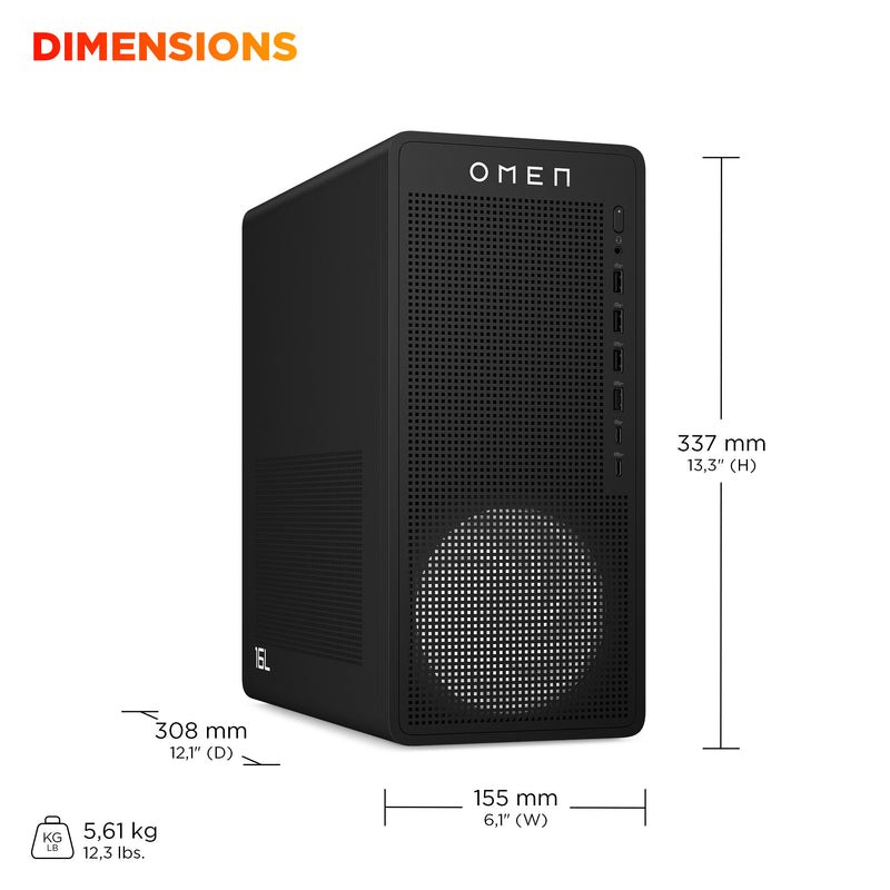 HP OMEN 16L TG03-0009na AMD Ryzen™ 7 8700F 16 GB DDR5-SDRAM 1 TB SSD NVIDIA GeForce RTX 5060 Windows 11 Home Tower PC AI PC Black
