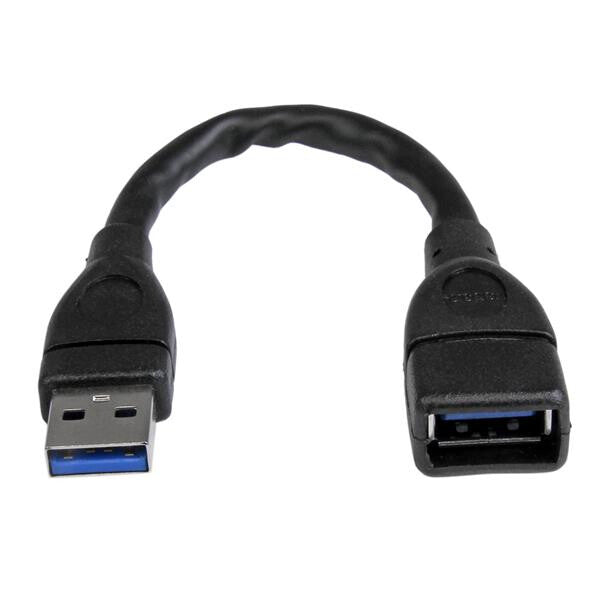 StarTech.com USB 3.0 (5Gbps) A-to-A Extension Cable - M/F - 6 in, Black