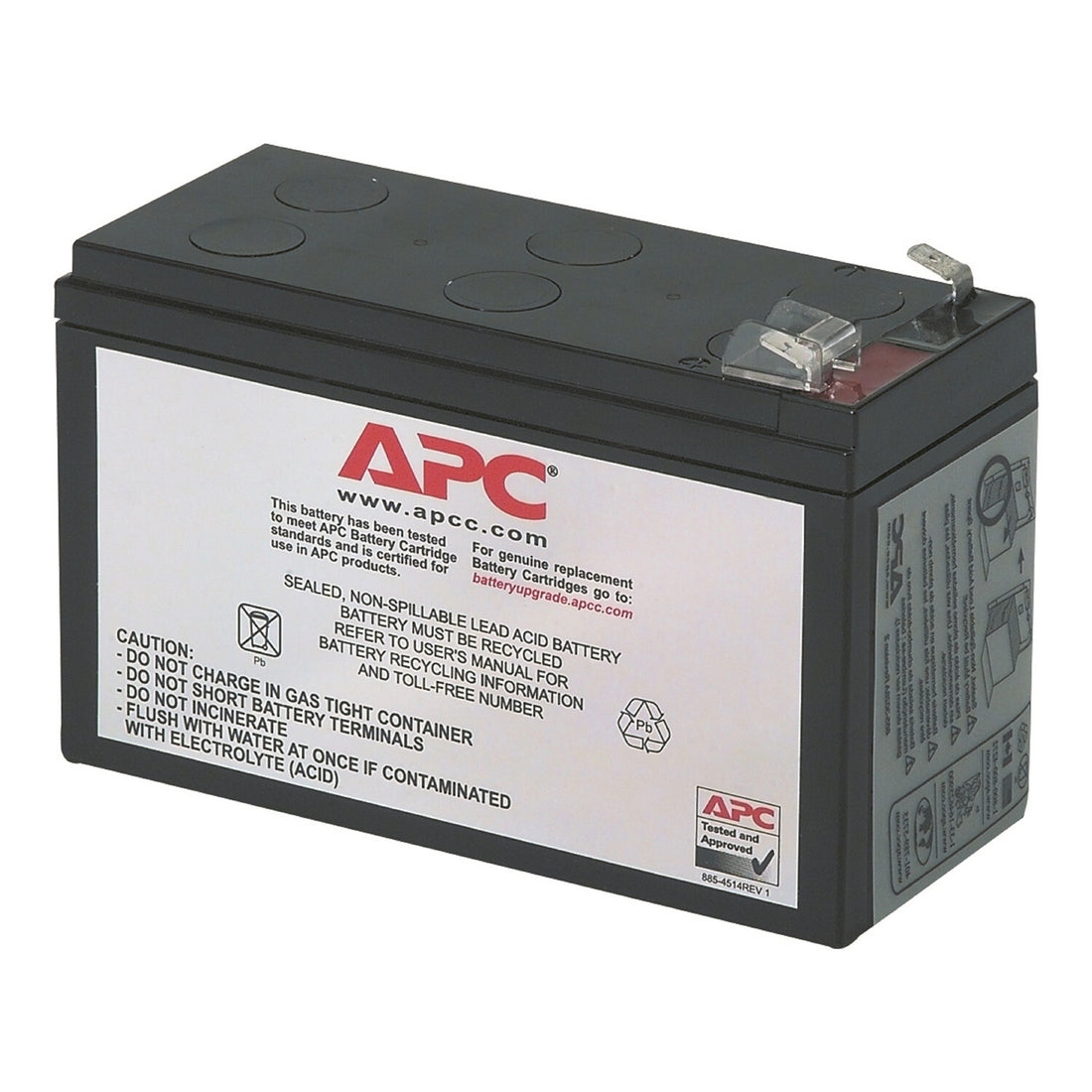 APC Replacement Battery Cartridge, Valve regulated lead–acid battery, 7Ah, 12VDC, 2-year warranty - image 2