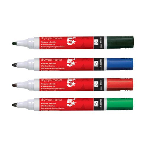 5Star 500828 marker 12 Bullet tip Black, Blue, Green, Red
