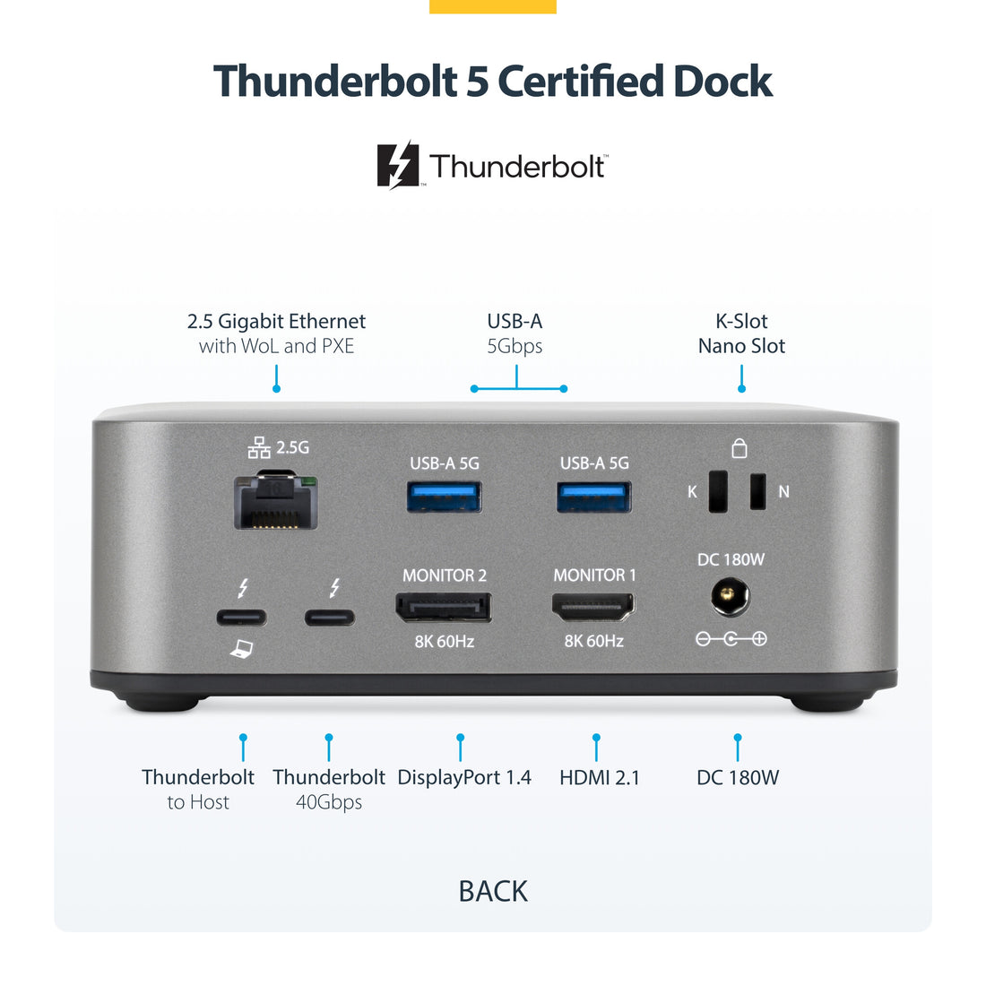 StarTech.com Thunderbolt 5 Universal Docking Station, Multi-Display Hub, 8K 60Hz or 4K 144Hz, 120Gbps - image 6