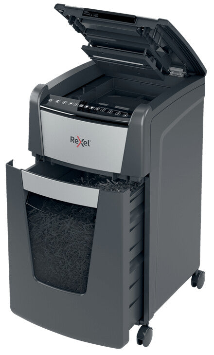 Rexel Optimum AutoFeed+ 300M paper shredder Micro-cut shredding 55 dB 23 cm Black, Silver - image 4