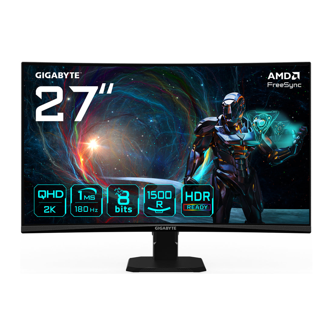 GIGABYTE GS27QCA 27" QHD Curved Gaming Monitor - 2560 x 1440, 180Hz, 1ms, 250 cd/m², FreeSync, HDR Ready, HDMI
