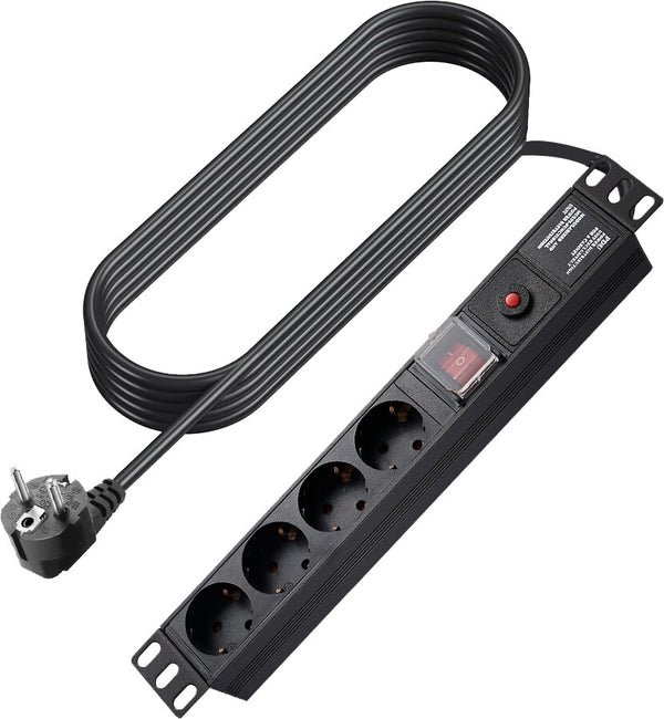 Vision TC-PSTRP4EU power extension 1.8 m 4 AC outlet(s) Indoor Black