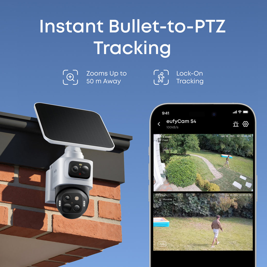 Eufy eufyCam S4 4K Bullet-PTZ Security Camera CCTV with Solar Panel