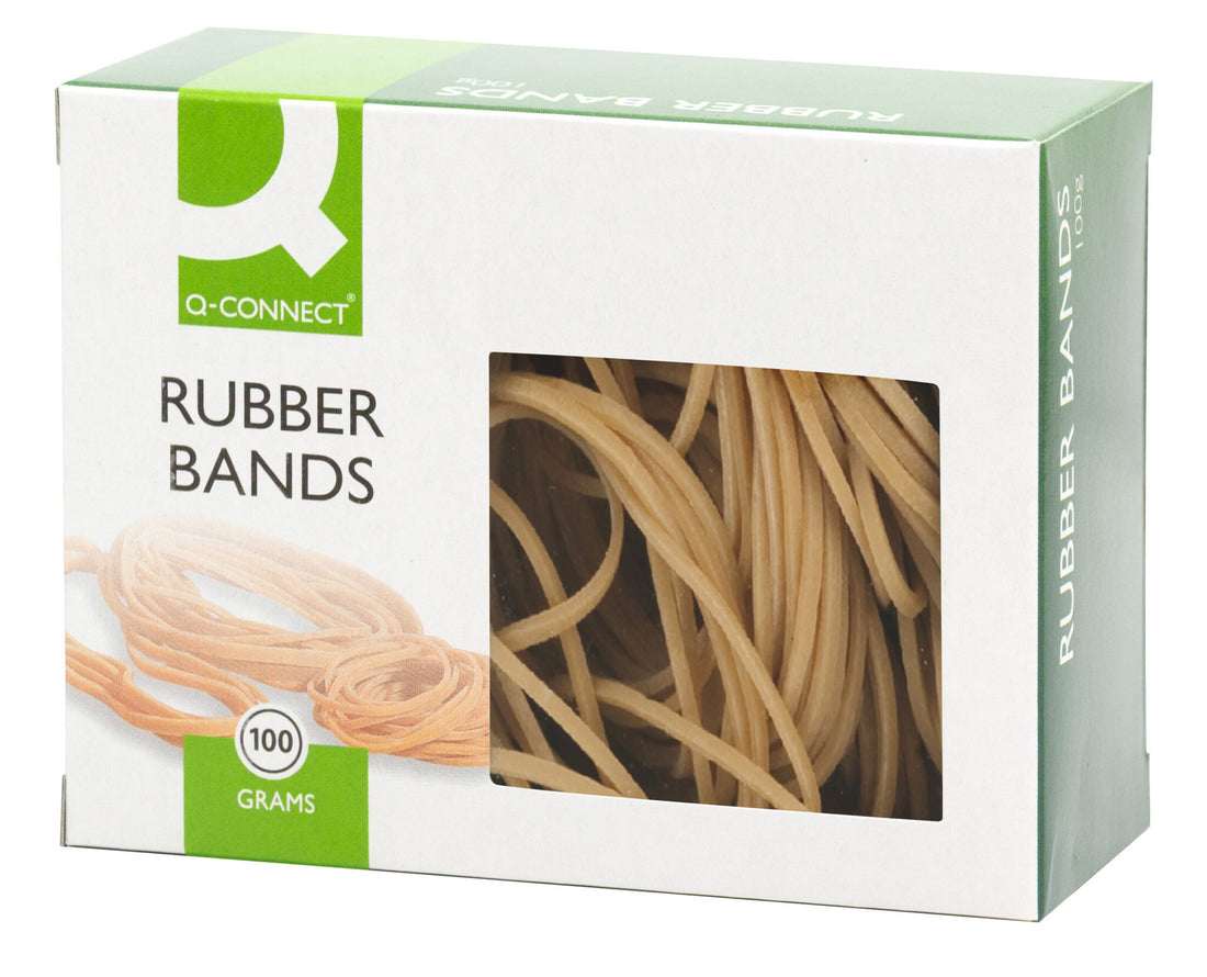 Q-CONNECT Rubber bands Natural – assorted sizes – Box 100g
