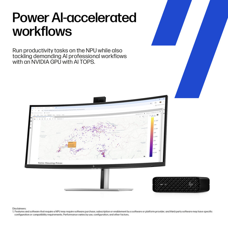 HP Z2 Mini G1i Workstation Desktop PC Wolf Pro Security Edition Intel Core Ultra 7 265K 32 GB DDR5-SDRAM Windows 11 Home Mini PC AI Workstation, AI PC