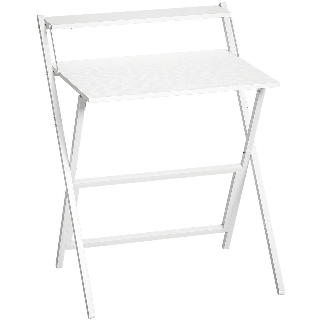 HOMCOM 70 cm Folding Computer Desk with Monitor Shelf - White